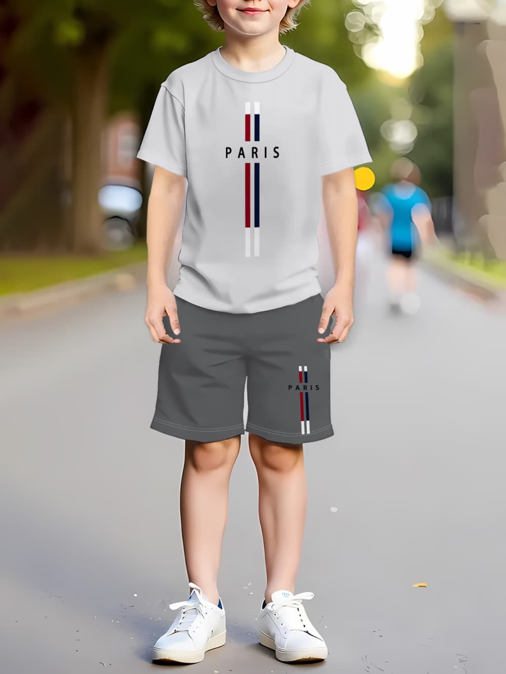 Summer Clothing In Paris - أطقم تي شيرت صيفية كاجوال للأولاد