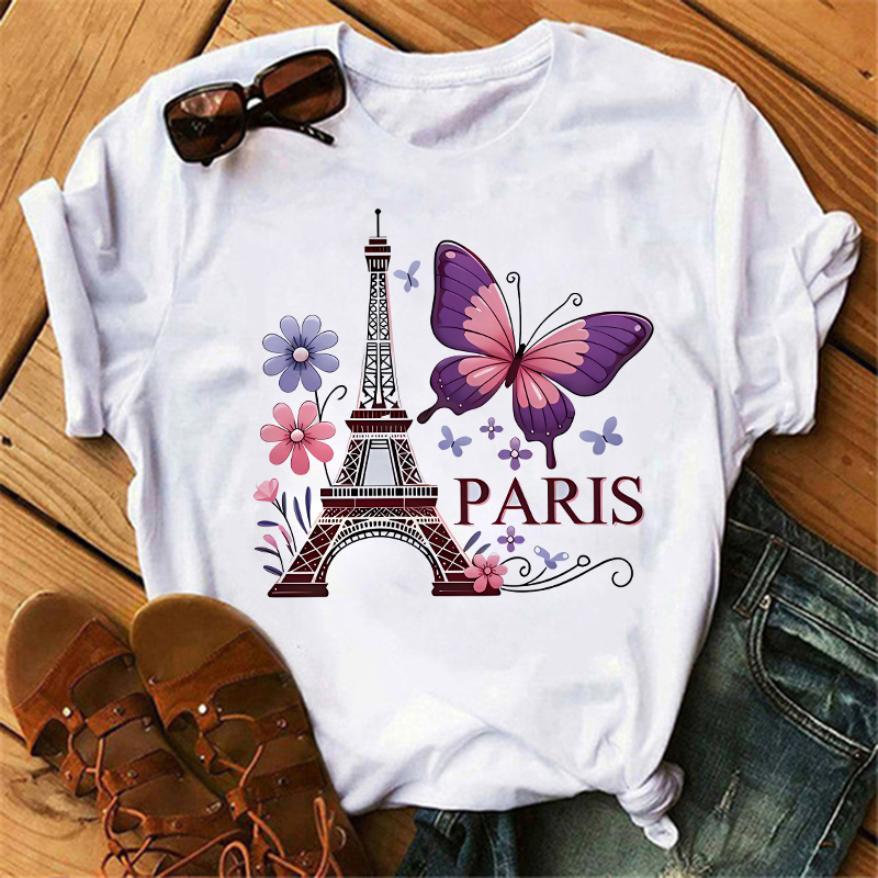 Summer Clothing In Paris - 90s لون زهرة فراشة باريس تصميم