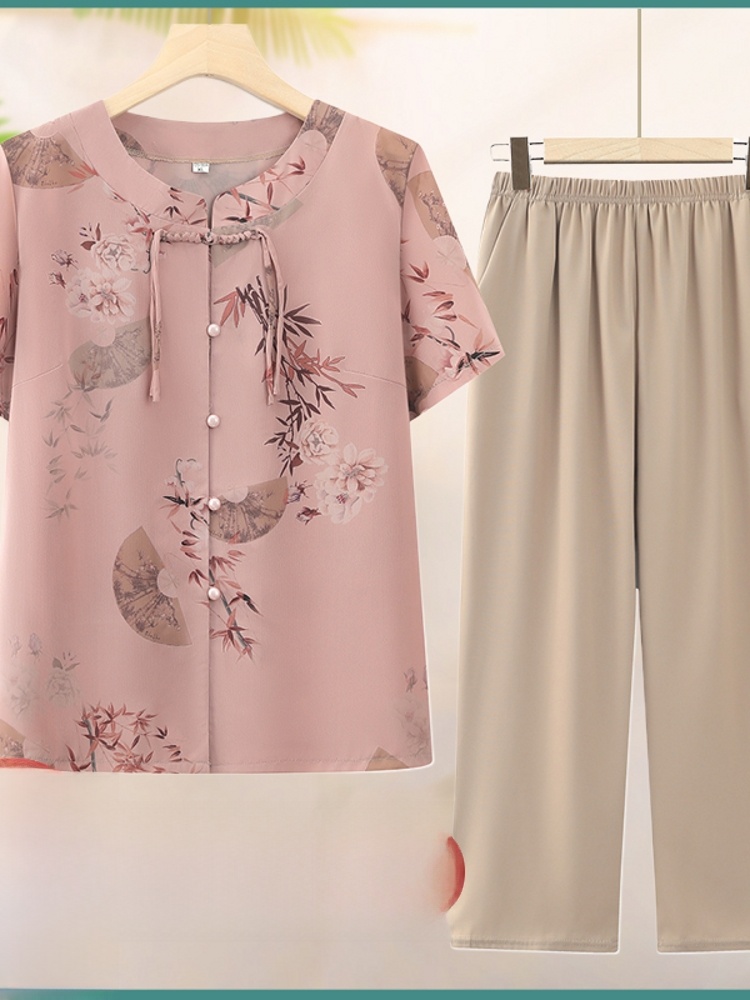 Summer Clothing For Women Over 60 - طقم صيفي عصري من قطعتين بأكمام