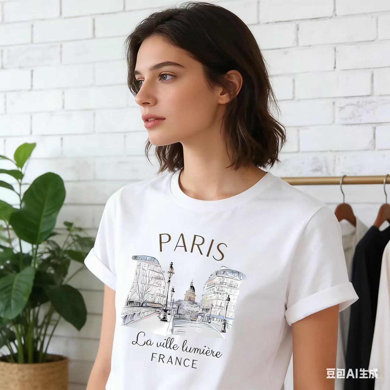 تي شيرت نسائي أبيض مطبوع عليه  - مراجعة Summer Clothing In Paris وسعره