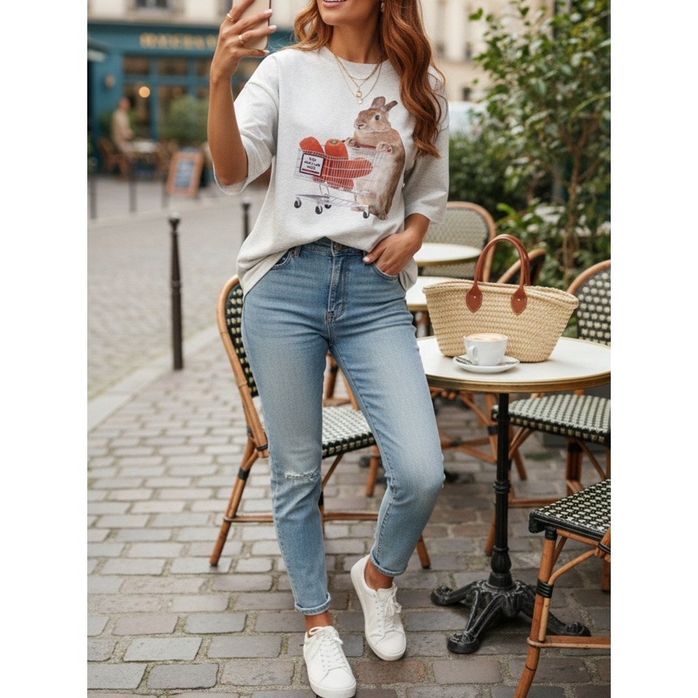 تي شيرت نسائي بطباعة هندسية وي - مراجعة Summer Clothing Must Haves وسعره