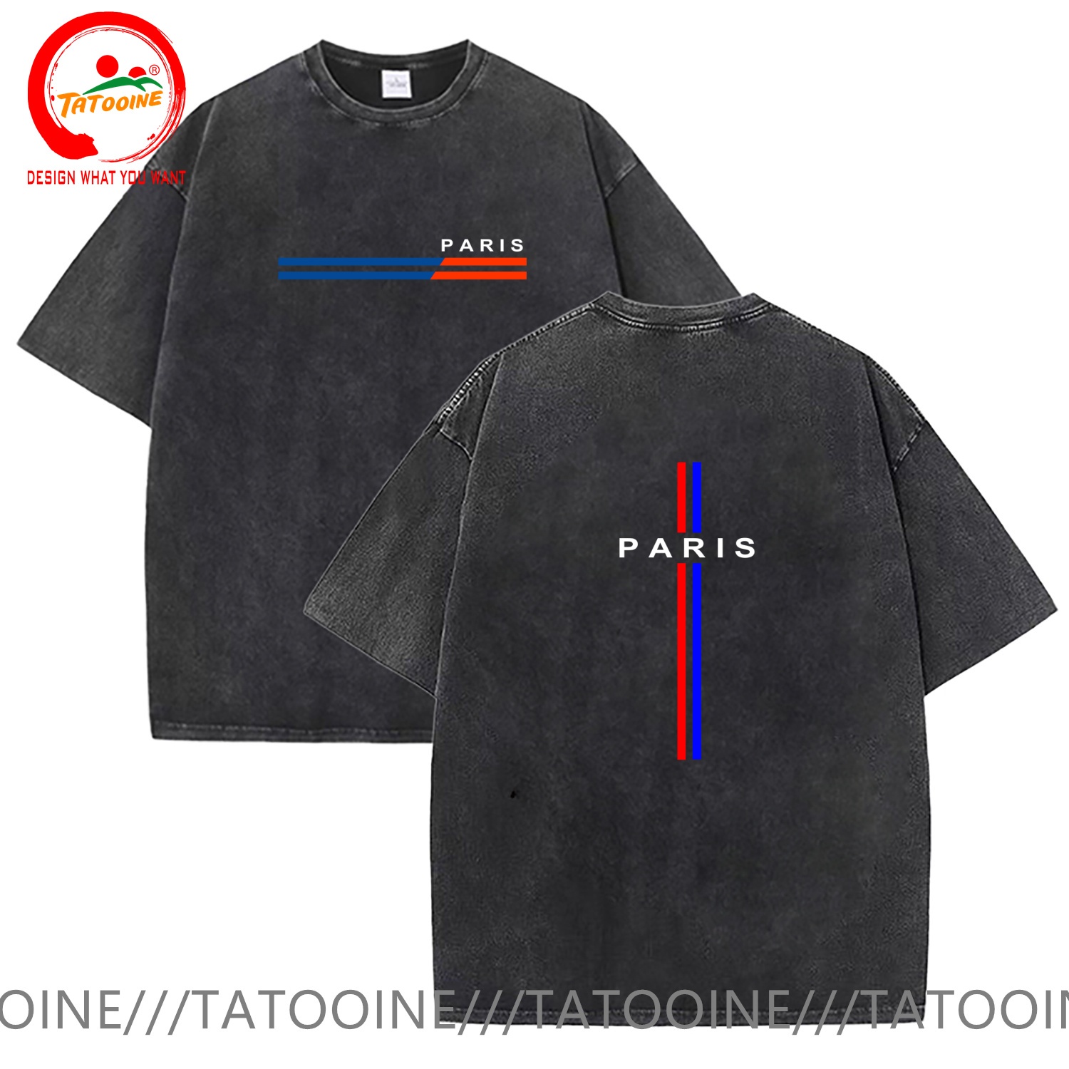 تي شيرت قطني مغسول بتصميم عتيق - مراجعة Summer Clothing In Paris وسعره